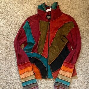Vibrant Patchwork Bomber Jacket